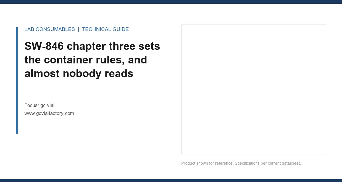 SW-846 chapter three sets the container rules, and almost nobody reads