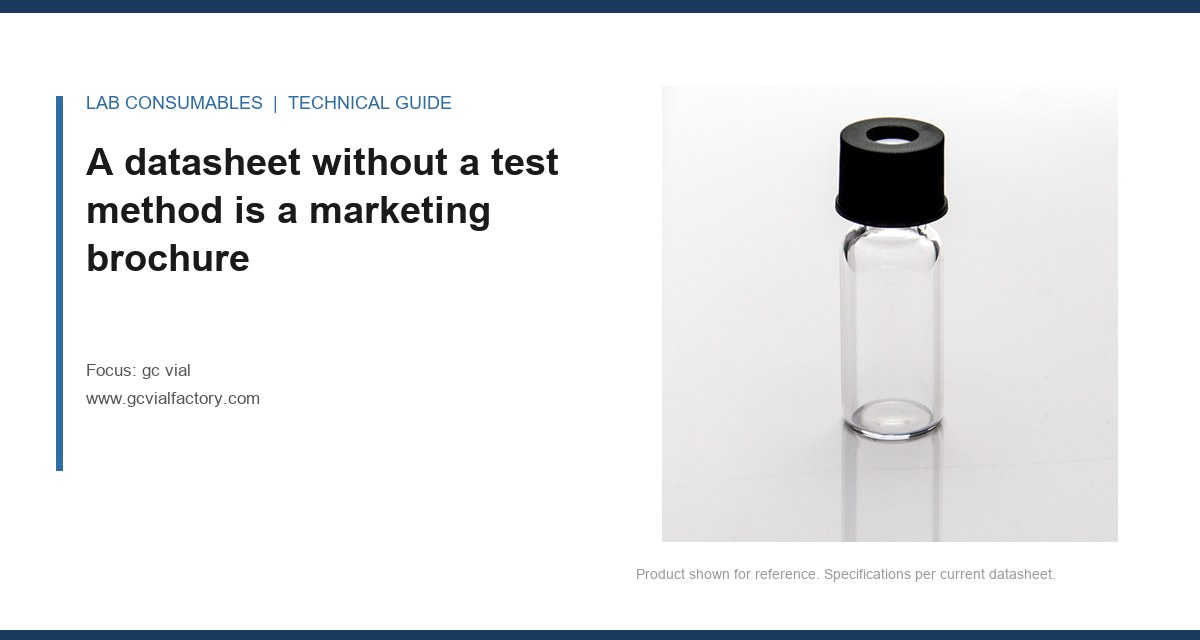 A datasheet without a test method is a marketing brochurenew gc vial