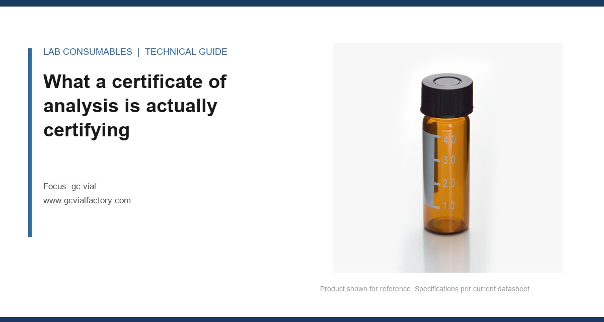 What a certificate of analysis is actually certifyingnew gc vial