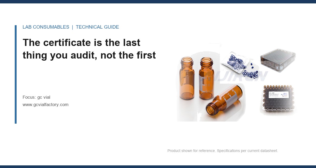 The certificate is the last thing you audit, not the firstnew gc vial