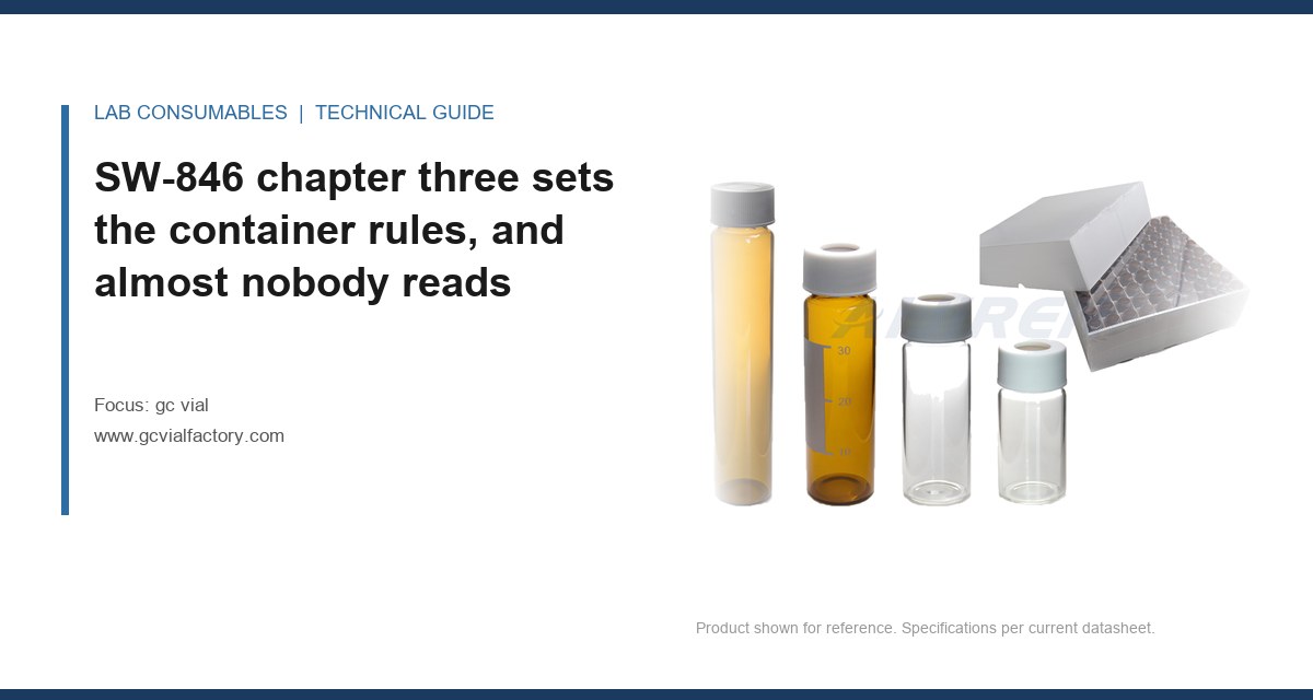 SW-846 chapter three sets the container rules, and almost nobody reads